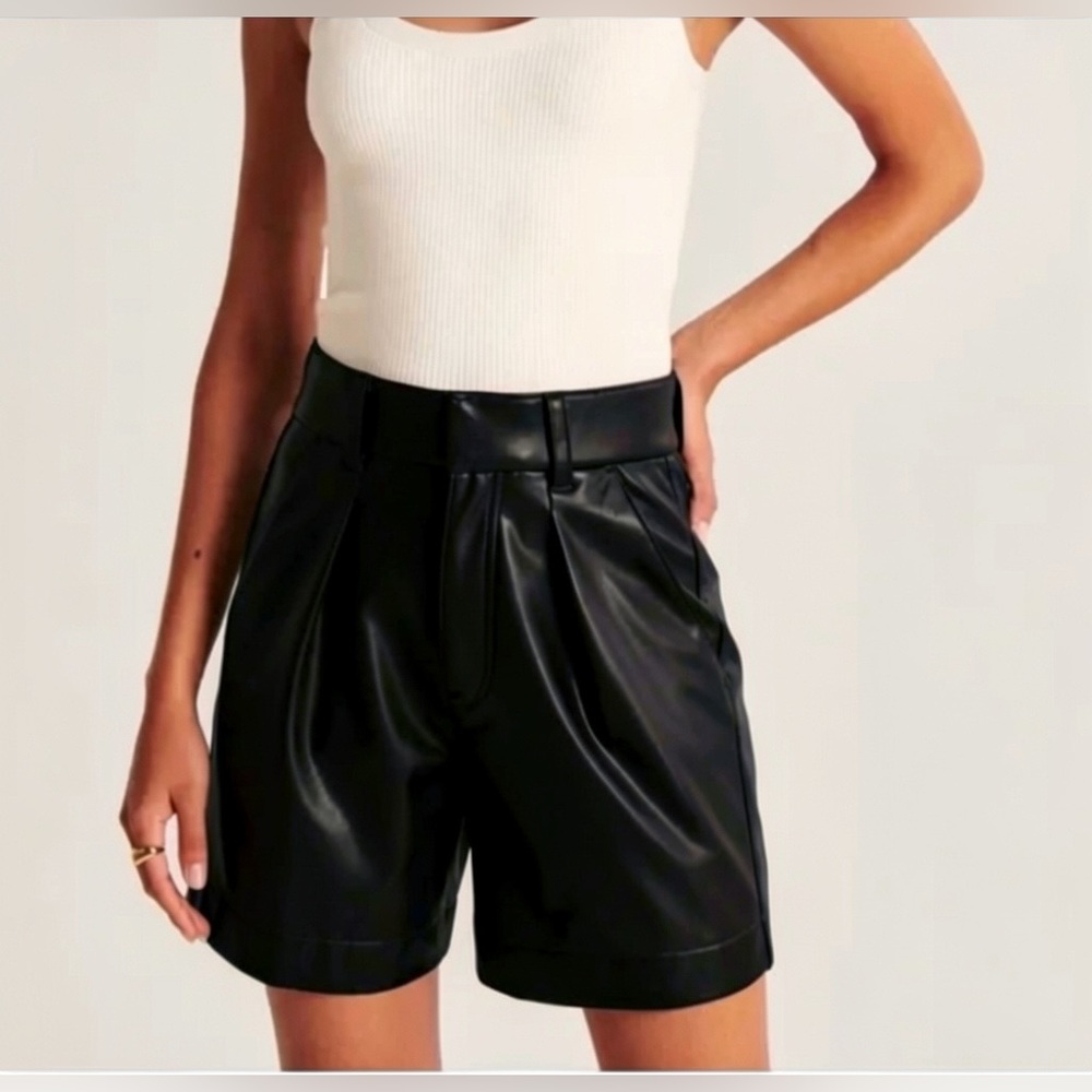 Abercrombie & Fitch Vegan Leather Shorts High Rise Faux Leather NWT Small